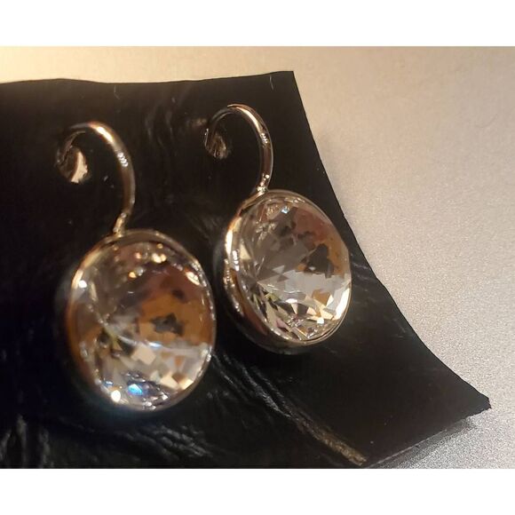 NWT!" Swarovski Crystal Round Clear Earrings dangle. Party Wedding NoSwanStamp. - Picture 4 of 6